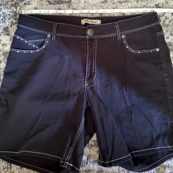 Vintage Black with White Stitch & Rhinestone Shorts - Picture 4 of 6